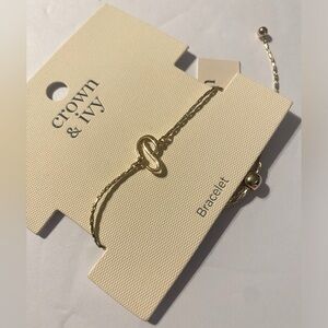 ❤️3 for $25❤️Crown & Ivy Initial ‘P’ Bracelet Gold Tone Adjustable Minimalist